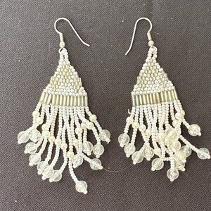 Vintage Elegant Silver Beaded Earrings